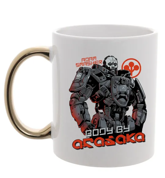 Чашка з кольоровою ручкою Cyberpunk Adam Smasher Золото фото