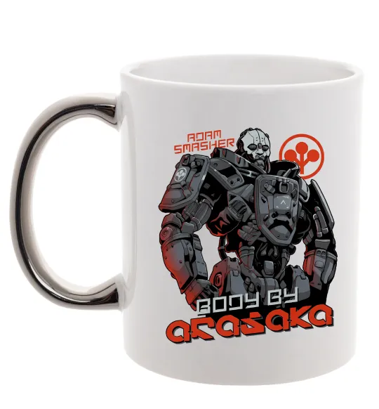 Чашка з кольоровою ручкою Cyberpunk Adam Smasher Срібло фото