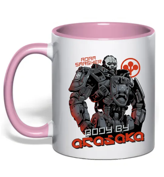 Чашка з кольоровою ручкою Cyberpunk Adam Smasher Ніжно рожевий фото