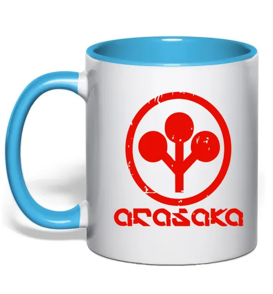 Чашка з кольоровою ручкою Cyberpunk Arasaka Блакитний фото