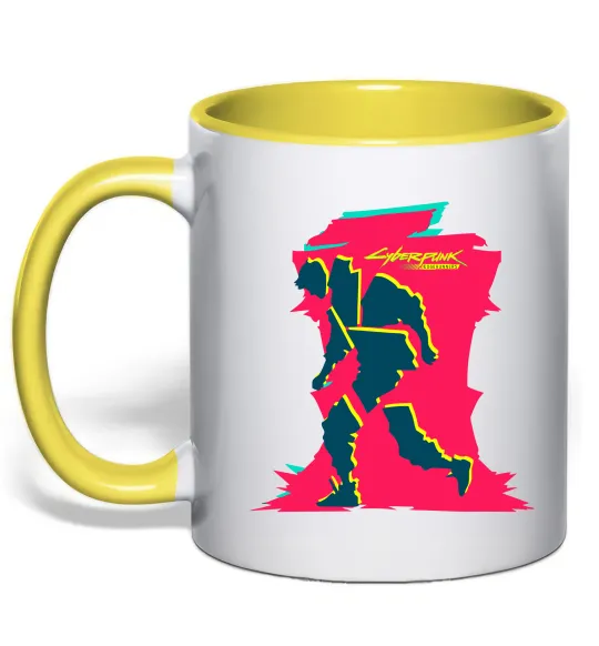 Чашка з кольоровою ручкою Cyberpunk edgerunners Лимонний фото
