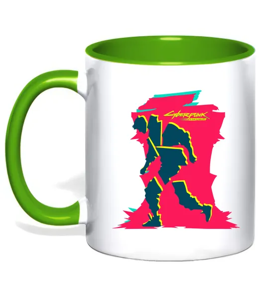 Чашка з кольоровою ручкою Cyberpunk edgerunners Лаймовий фото