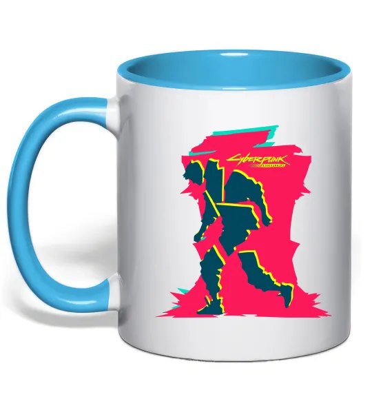 Чашка с цветной ручкой Cyberpunk edgerunners Голубой фото