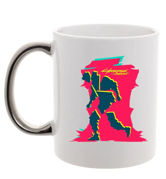 Чашка с цветной ручкой Cyberpunk edgerunners Серебро фото