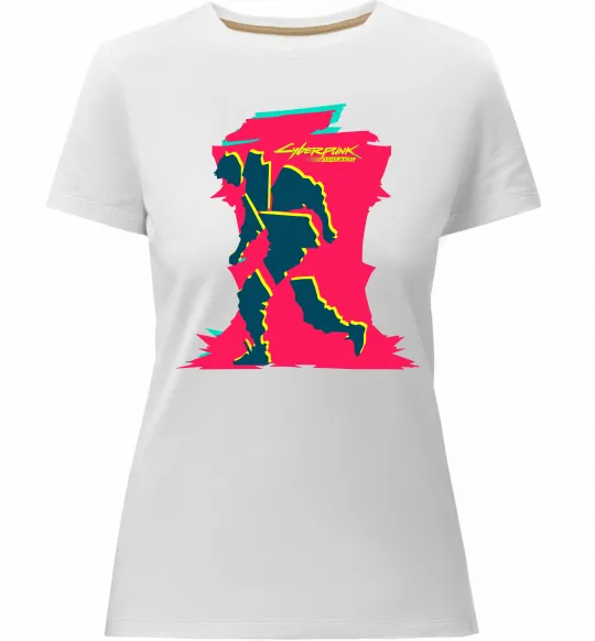 Женская премиум футболка Cyberpunk edgerunners Белый фото