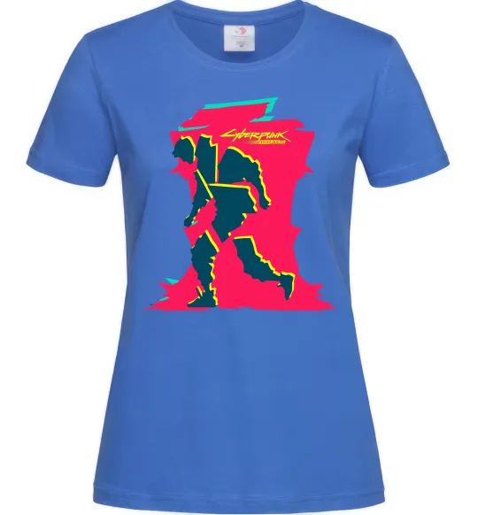Жіноча футболка Cyberpunk edgerunners Яскраво-синій фото