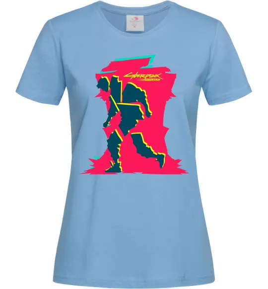 Жіноча футболка Cyberpunk edgerunners Блакитний фото
