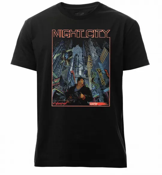 Мужская премиум футболка Night City Retro Черный фото