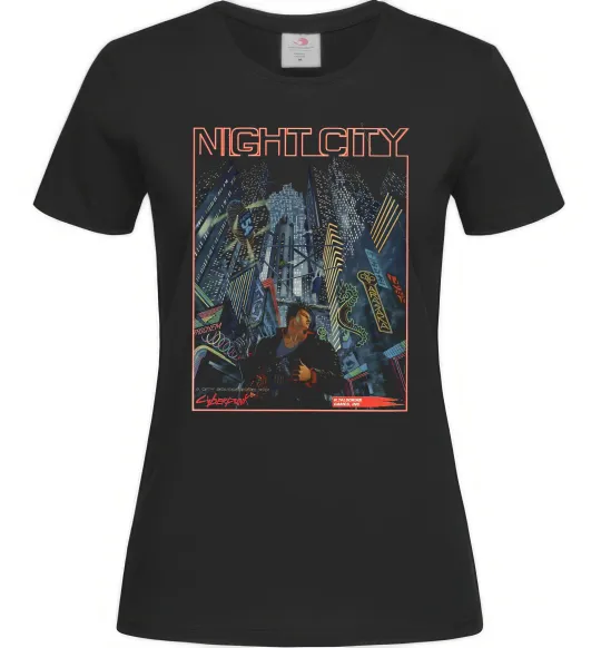 Жіноча футболка Night City Retro Чорний фото