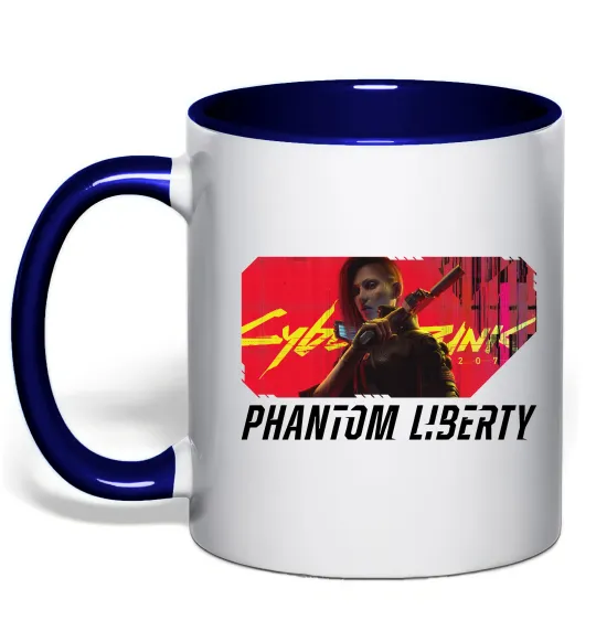 Чашка с цветной ручкой Cyberpunk Phantom Liberty Глубокий темно-синий фото