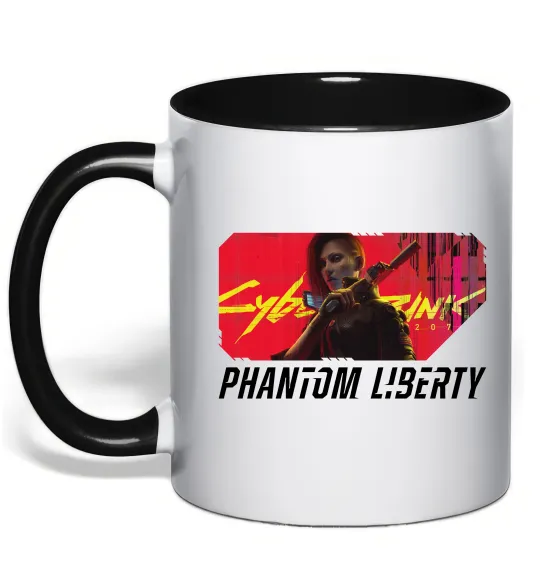Чашка с цветной ручкой Cyberpunk Phantom Liberty Черный фото