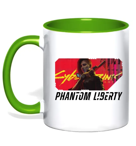 Чашка с цветной ручкой Cyberpunk Phantom Liberty Зеленый фото