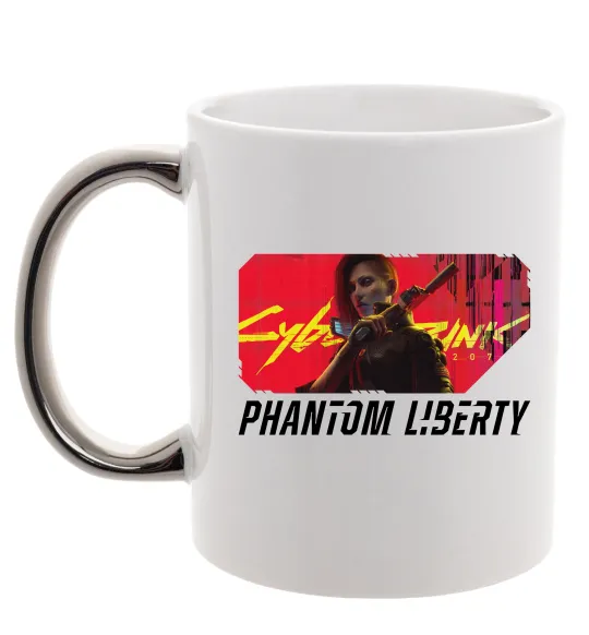 Чашка с цветной ручкой Cyberpunk Phantom Liberty Серебро фото