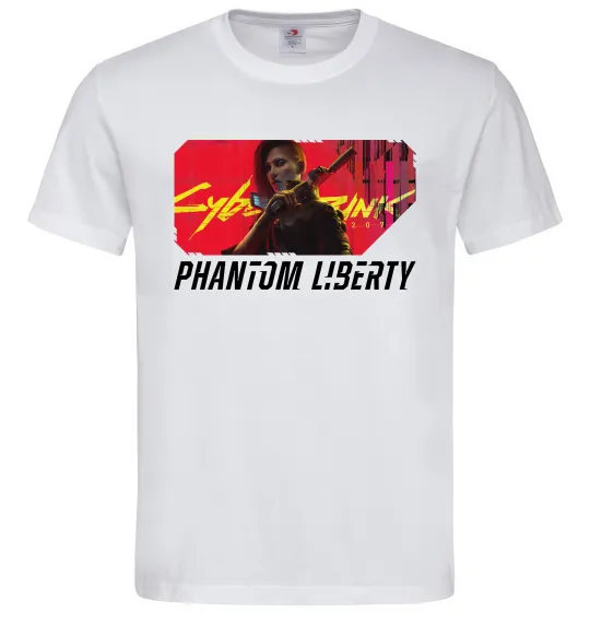 Мужская футболка Cyberpunk Phantom Liberty Белый фото