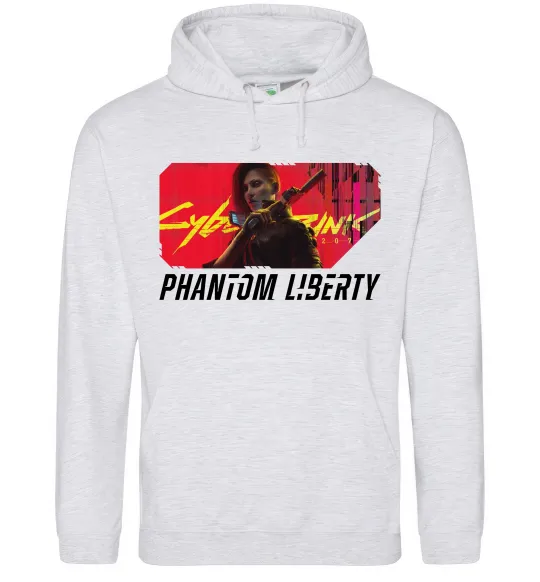 Чоловіча толстовка (худі) Cyberpunk Phantom Liberty Сірий меланж фото