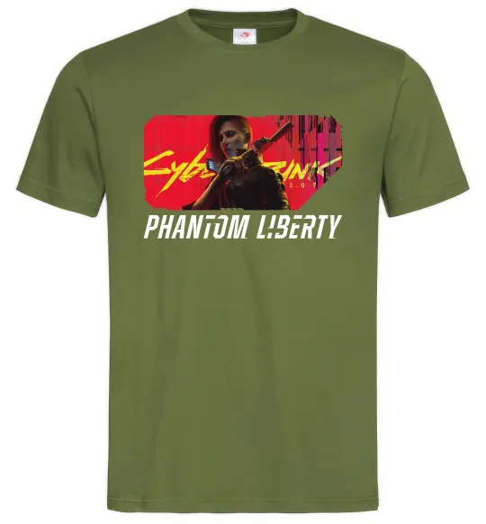 Мужская футболка Cyberpunk Phantom Liberty Оливковый фото
