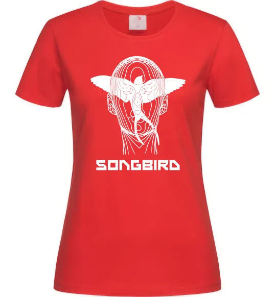 Жіноча футболка Cyberpunk songbird Червоний фото