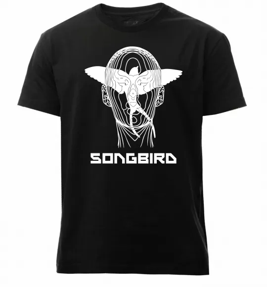 Мужская премиум футболка Cyberpunk songbird Черный фото