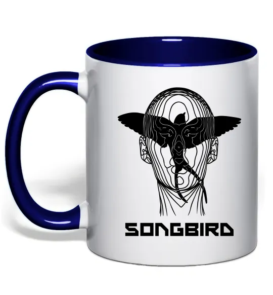 Чашка с цветной ручкой Cyberpunk songbird Глубокий темно-синий фото