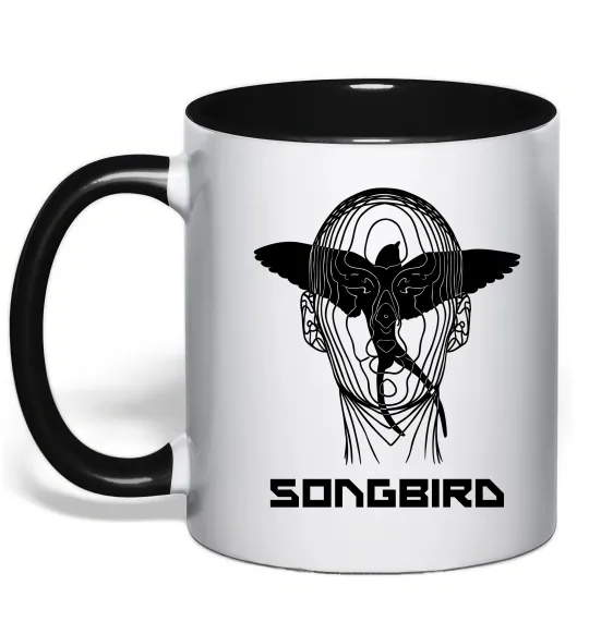 Чашка с цветной ручкой Cyberpunk songbird Черный фото