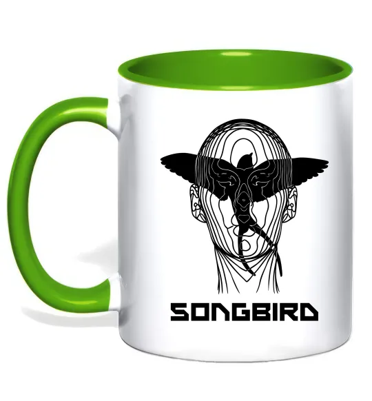 Чашка з кольоровою ручкою Cyberpunk songbird Лаймовий фото