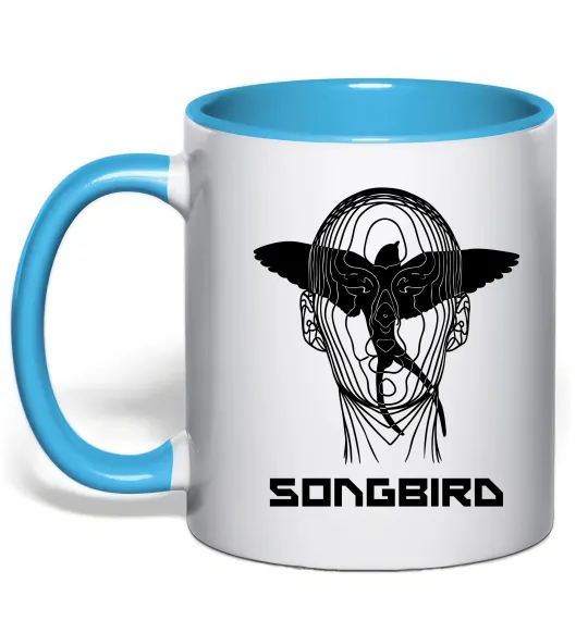 Чашка с цветной ручкой Cyberpunk songbird Голубой фото