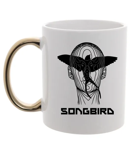 Чашка с цветной ручкой Cyberpunk songbird Золото фото