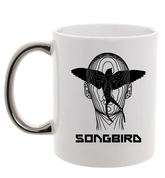 Чашка с цветной ручкой Cyberpunk songbird Серебро фото