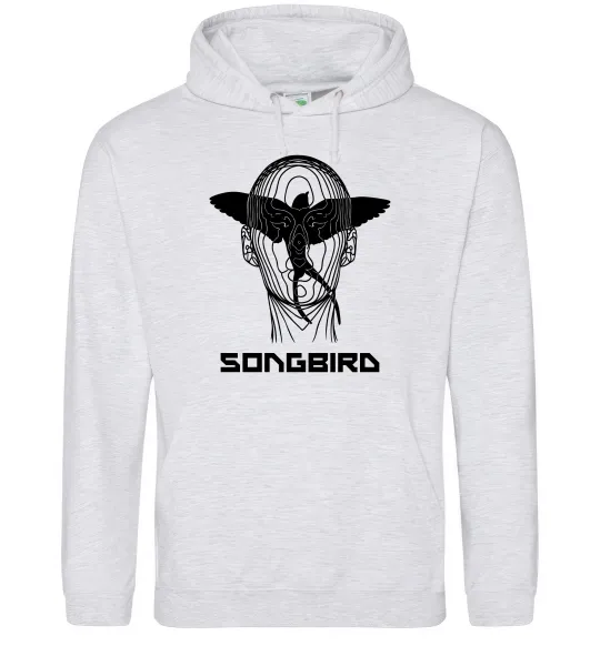 Чоловіча толстовка (худі) Cyberpunk songbird Сірий меланж фото