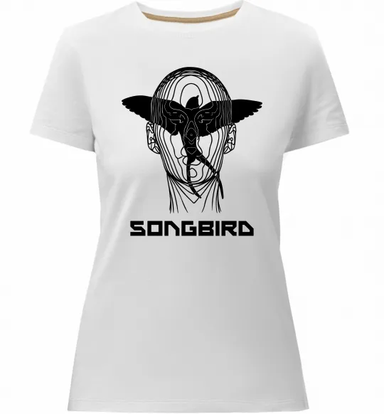 Женская премиум футболка Cyberpunk songbird Белый фото