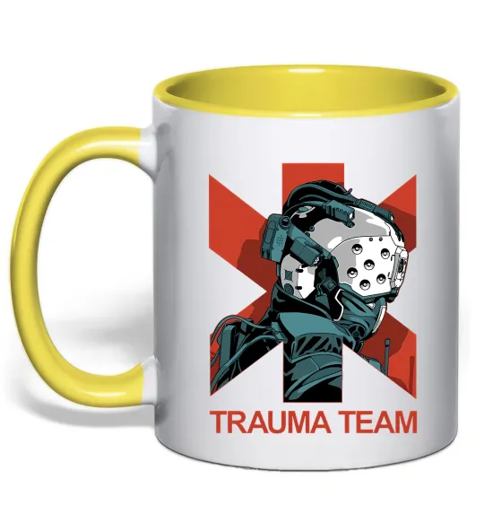 Чашка з кольоровою ручкою Trauma team Лимонний фото