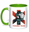 Чашка з кольоровою ручкою Trauma team Лаймовий фото
