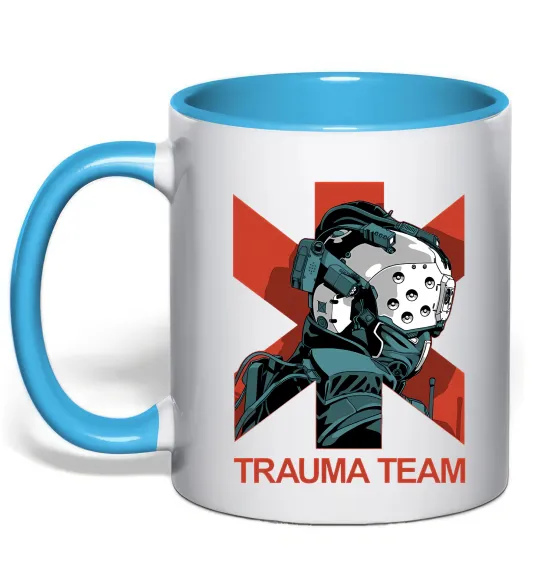 Чашка с цветной ручкой Trauma team Голубой фото