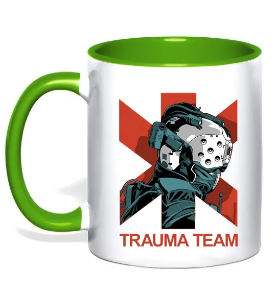 Чашка с цветной ручкой Trauma team Зеленый фото