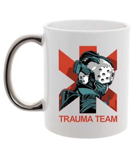 Чашка с цветной ручкой Trauma team Серебро фото