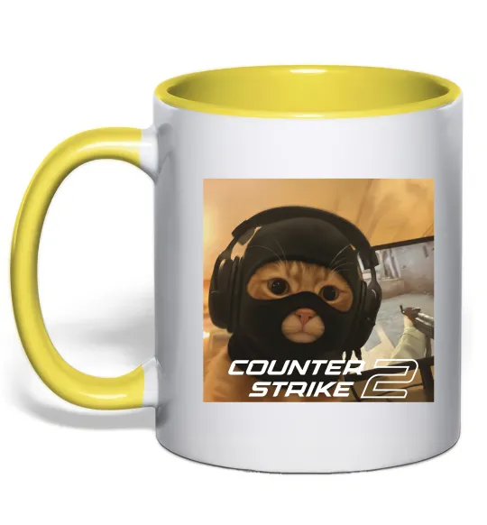 Чашка с цветной ручкой Cat terrorist CS Солнечно желтый фото