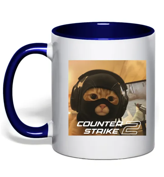 Чашка с цветной ручкой Cat terrorist CS Глубокий темно-синий фото