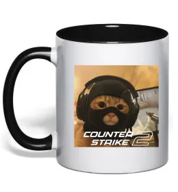 Чашка с цветной ручкой Smoke mid Черный фото