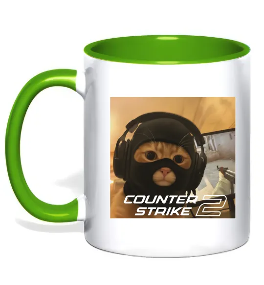 Чашка с цветной ручкой Cat terrorist CS Зеленый фото