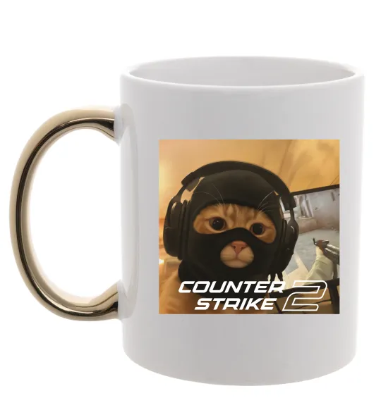 Чашка с цветной ручкой Cat terrorist CS Золото фото
