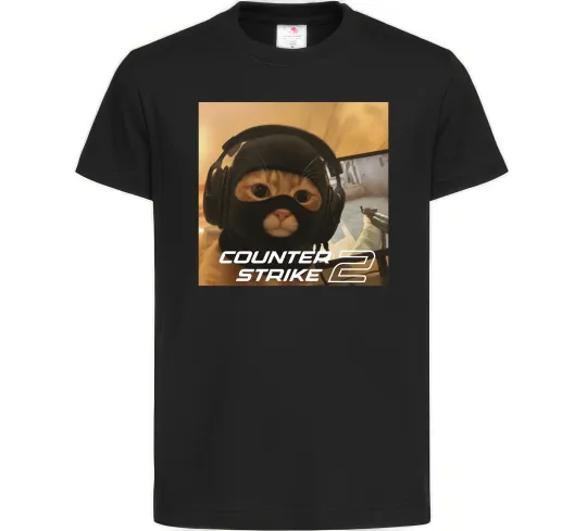 Детская футболка Cat terrorist CS Черный фото