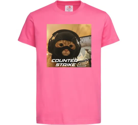 Детская футболка Cat terrorist CS Ярко-розовый фото
