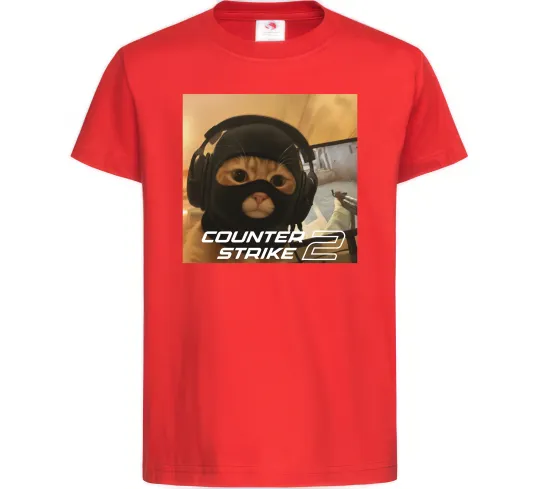 Детская футболка Cat terrorist CS Красный фото