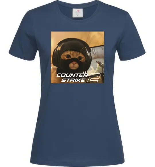 Женская футболка Cat terrorist CS Темно-синий фото