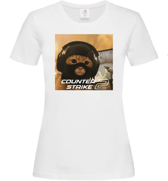 Женская футболка Cat terrorist CS Белый фото