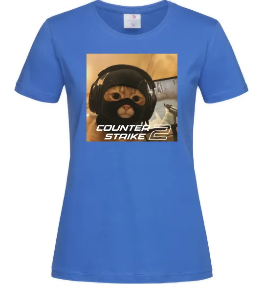 Женская футболка Cat terrorist CS Ярко-синий фото