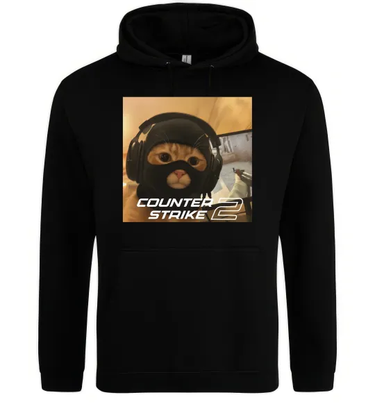 Мужская толстовка (худи) Cat terrorist CS Черный фото