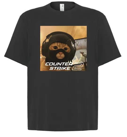 Футболка Оверсайз Cat terrorist CS Черный фото