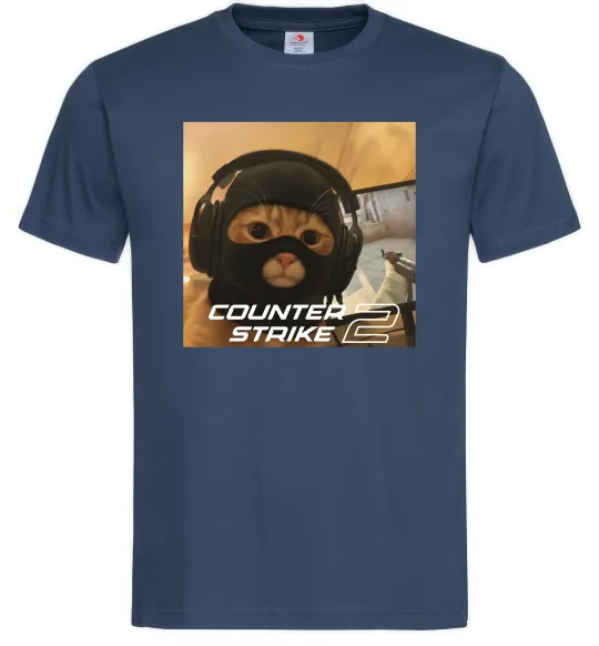 Мужская футболка Cat terrorist CS Темно-синий фото