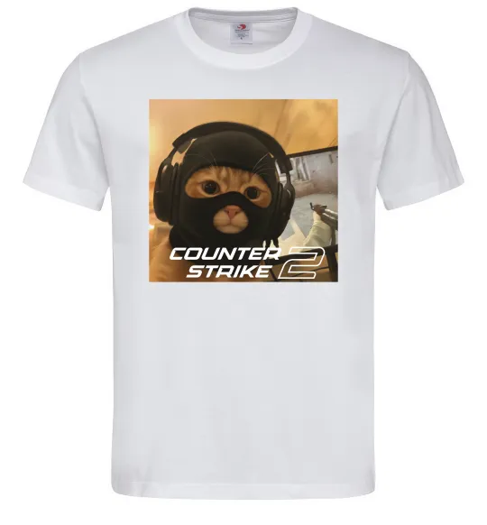 Мужская футболка Cat terrorist CS Белый фото